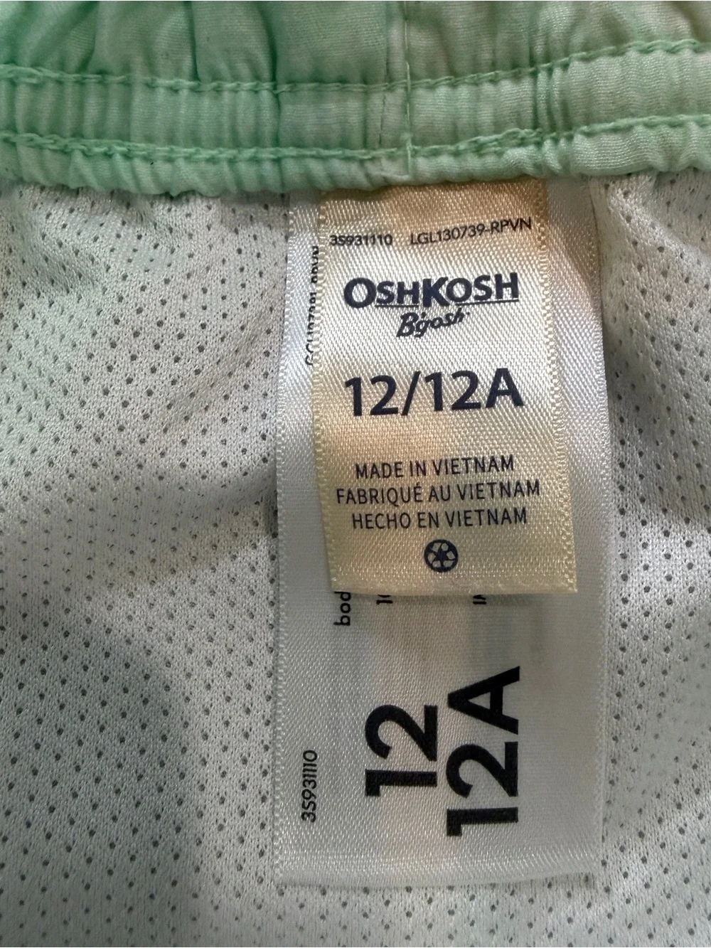 OshKosh Bgosh Mint Green Tropical Print Swim Trunks Sz 12/12A